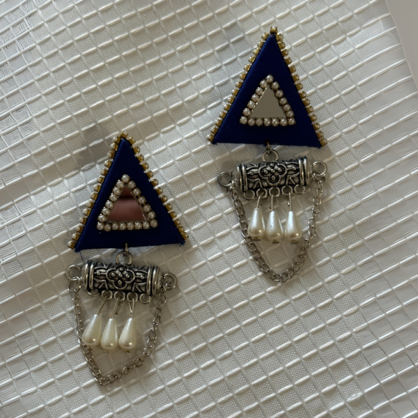 Handcrafted Triangle Fabric Latkan Earrings